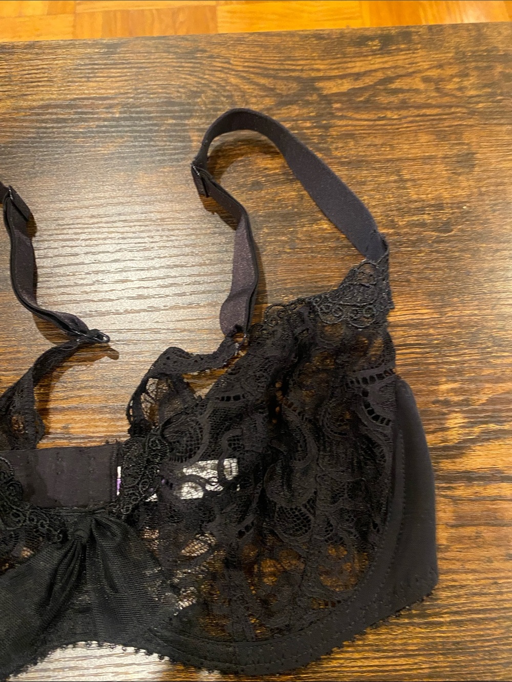 Maison Lejaby Sheer Black Lace Underwire Bra with Adjustable Straps - Picture 3 of 13